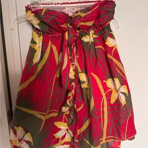Vintage Hollister Tropical Red and Green Strapless Dress